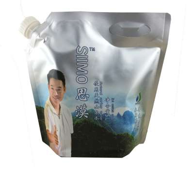 Manufacturer laminated material aluminum food packing plastic 33mm spout pouch for drinking water  packaging bag with handle