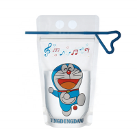 Custom Handle Packaging Zipper Top Stand Up Drink Pouch With Straw