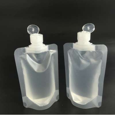 Mini Skin care fluid packaging flip type spout liquid stand up pouch lotion squeeze spout pouch open with stand up bottom